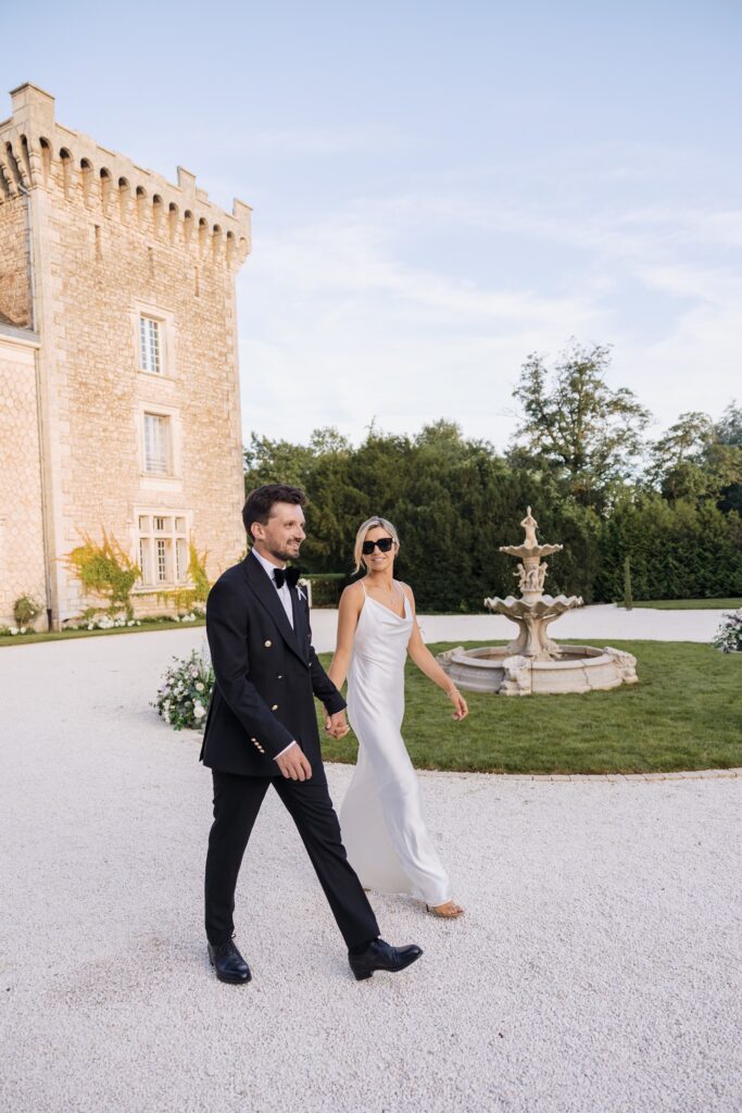 13-Bride-and-groom-during-golden-houe-at-wedding-venue-in-France-Chateau-de-la-Couronne-copy